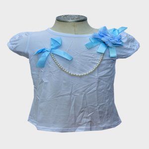 Girls T-Shirt with Pearls and Flower Detail